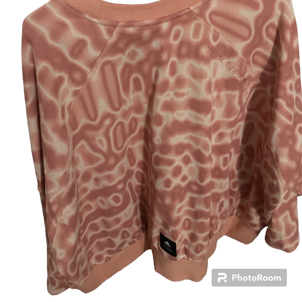 NWT adidas 1H crew cropped sweatshirt with water orange sherbet print size 1x - Picture 2 of 10